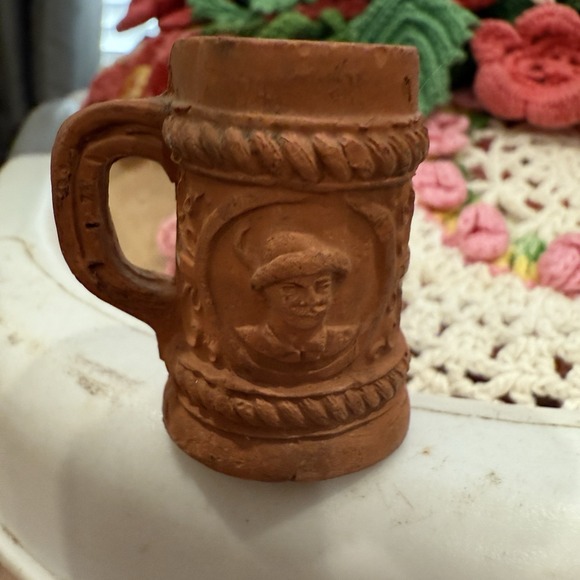 German Germany Stein Pitcher Mug Clay Redware Miniature Dollhouse Vintage 1.5" - Picture 1 of 3